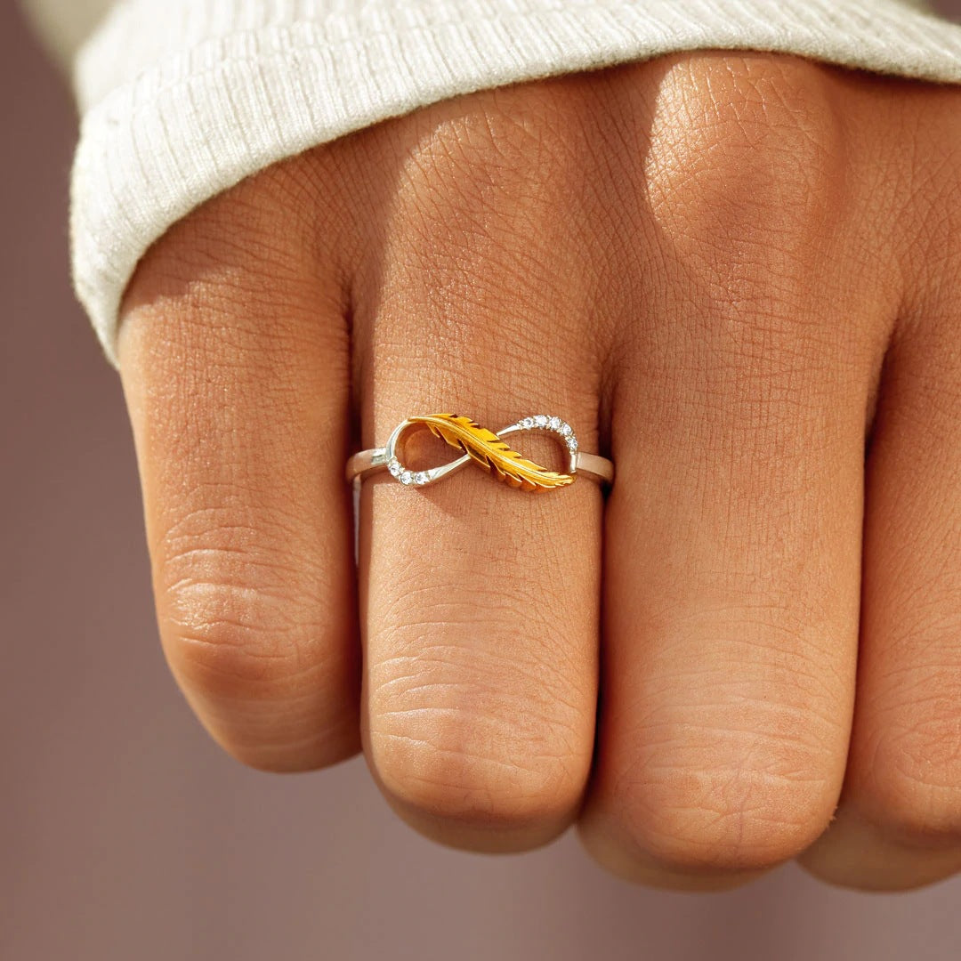 Double infinity gold ring • Adjustable couple promise ring for her • L -  Hand Stamped Trinkets
